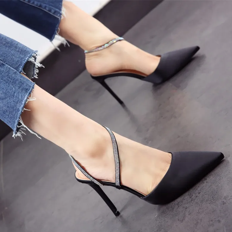 

2019 summer new Korean version of pointed stiletto heels buckle fashion shoes