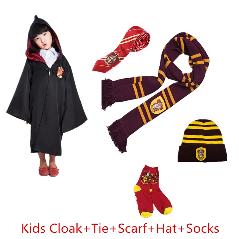 

Hogwarts School Clothes Cloak Tie Hat Scarf Socks Gloves Gryffindor Slytherin Hufflepuff Ravenclaw Cosplay Costumes