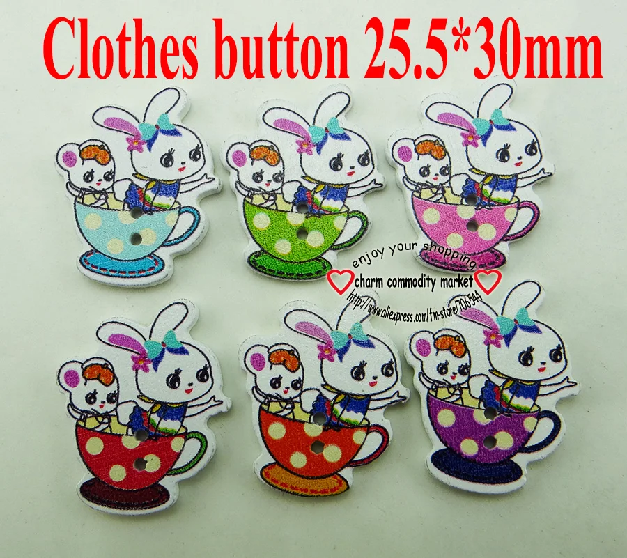 unids taza conejos 2 Agujeros Botón de Costura de Madera Scrapbooking encantos WCF patrones de dibujos animados|buttons scrapbooking|wood sewing button scrapbookingscrapbook charms - AliExpress