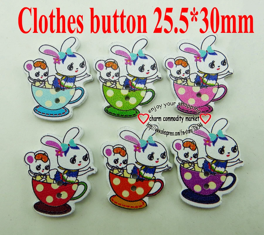 unids taza conejos 2 Agujeros Botón de Costura de Madera Scrapbooking encantos WCF patrones de dibujos animados|buttons scrapbooking|wood sewing button scrapbookingscrapbook charms - AliExpress