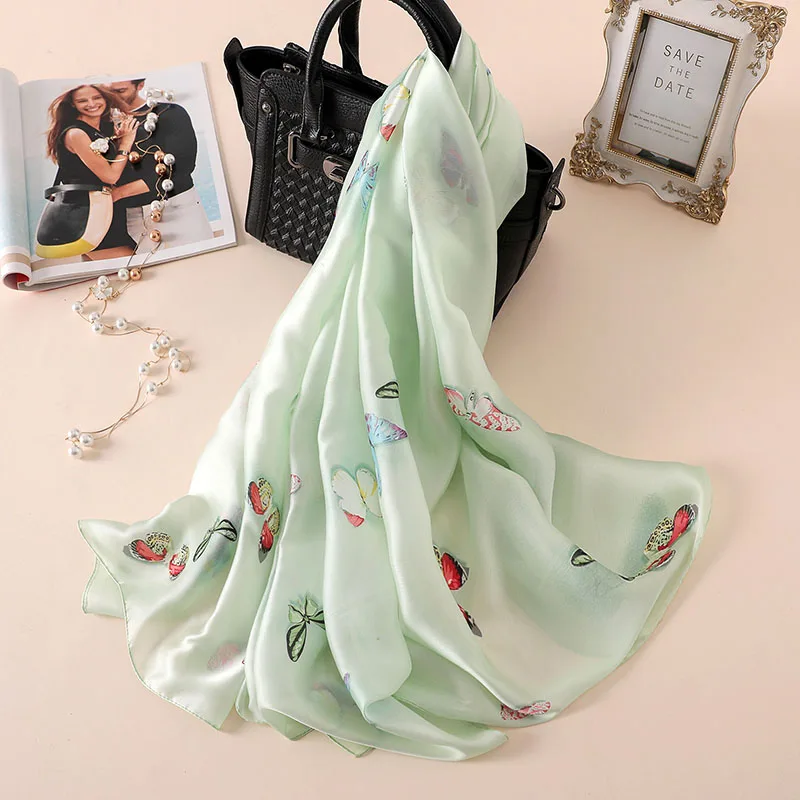 Модный шарф роскошный шелковый шарф женские шарфы шаль высокого качества с принтом хиджаб 180*90 см