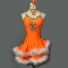 Стиль латинских Танцевальный костюм пикантные камни перо для латино-американских танцев, платья для женщин конкурс латиноамериканских танцев платья A78 S-4XL