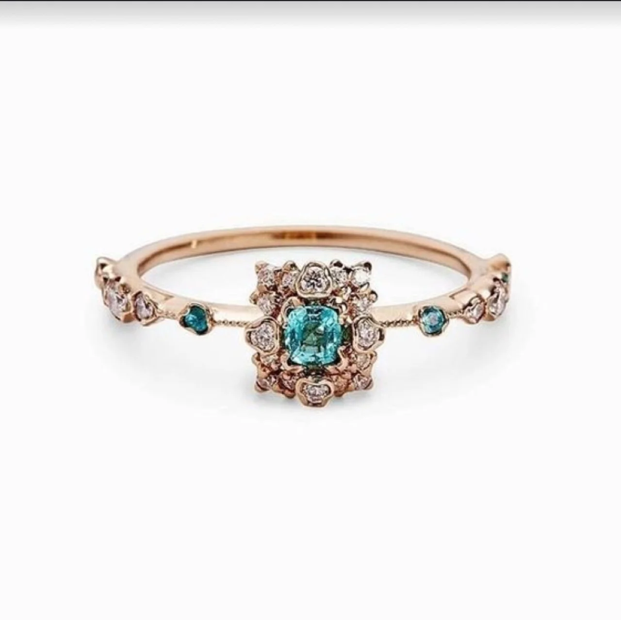Женское кольцо с зеленым цирконием, бронзовым дворцом, модное ювелирное изделие