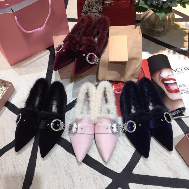 

Kmeioo Sheepskin Women Fur Loafers Plush Slip on Shoes Woman Flats Crystal Loafer Fur Boat Shoes Warm Ladies Shoe Zapatos mujer