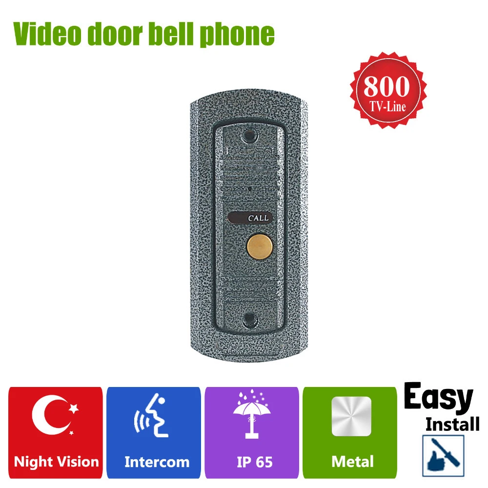 

Video Door Phone Doorbell Camera Call and Dual Intercom Waterproof Metal Case IP65 Wide Angle