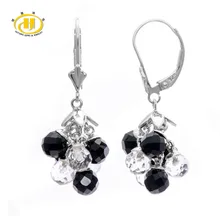 Hutang камень ювелирные изделия натуральный Gemston черный агат белый кристалл серебро 925 пробы Висячие серьги для женщин ювелирные изделия