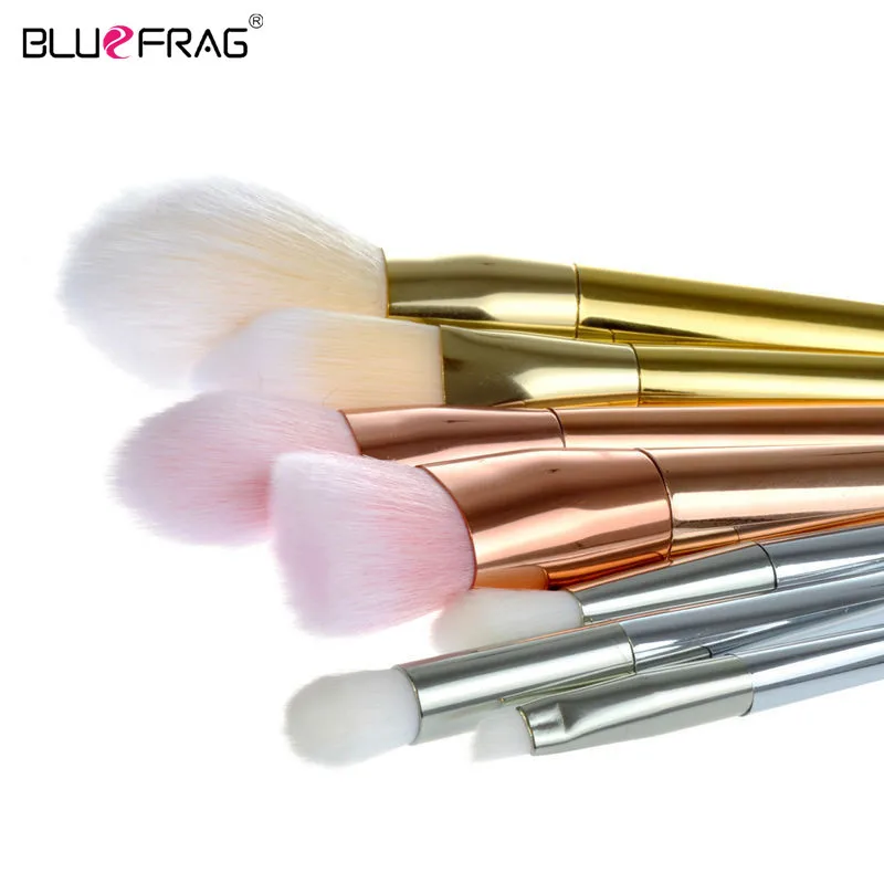 BLUEFRAG Gold 7 Pcs Makeup Brushes Set Synthetic Hair Make Up Brushes Tools Cosmetic Foundation Brush