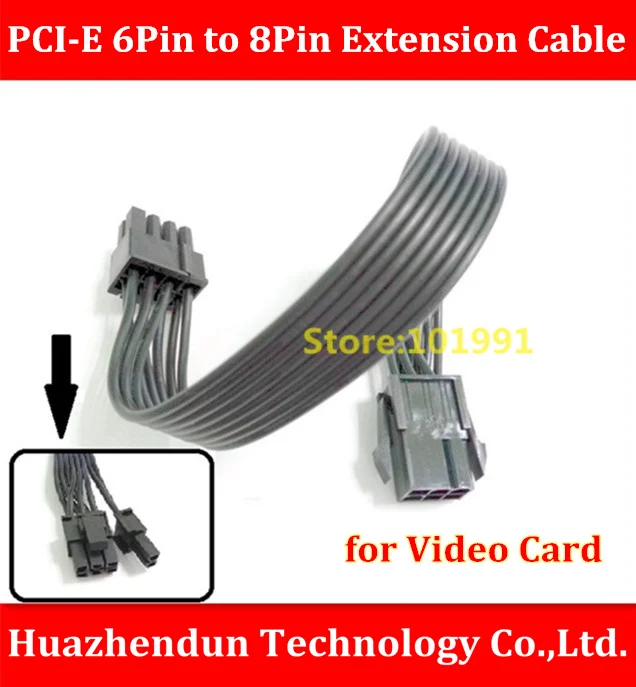 

Free Shipping New Cable PCI-E 6Pin Female to 8Pin(6+2) Male Power Extension Cable for Video Card 20cm 18AWG Black