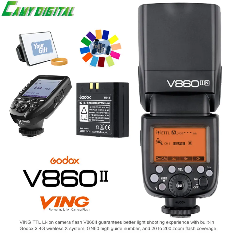 Godox V860II N KIT i TTL Camera Flash 2.4G Wireless (GN60 HSS 1/8000s Recycle time