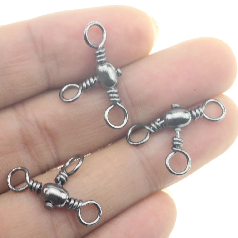 Fishing Hooks Barrel Swivel 3 Way Cross Line Fishing Swivels 30pcs/bag Durable Tackle Connector Accessories