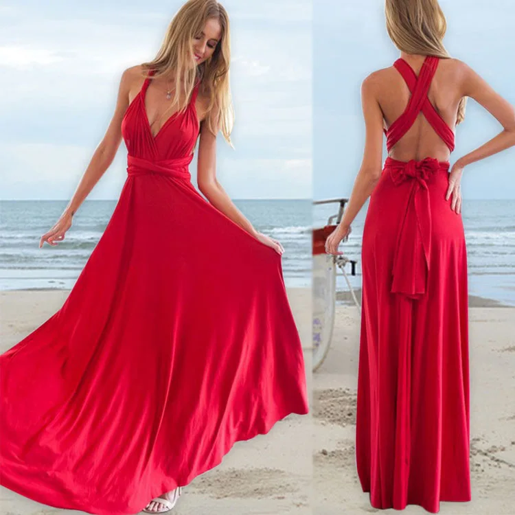BYUAN Brand 2018 Summer Women Long Formal Dress Sexy Backless Dress