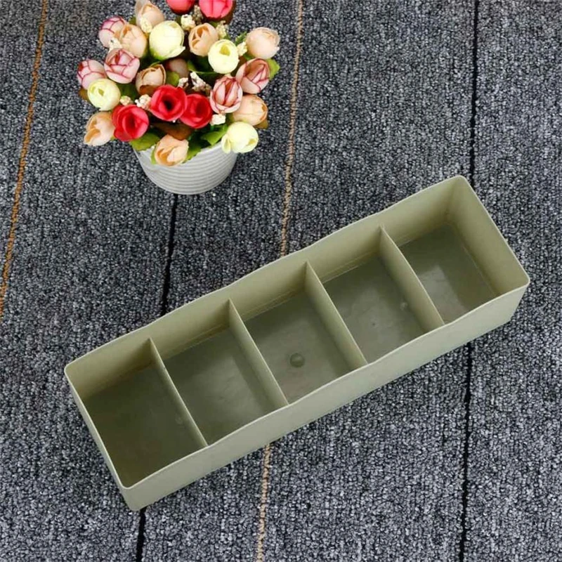 2018 new Fashion  5 Cells Plastic Organizer Storage Box Tie Bra Socks Drawer Cosmetic Divider Tidy Hot selling good qualityC020816