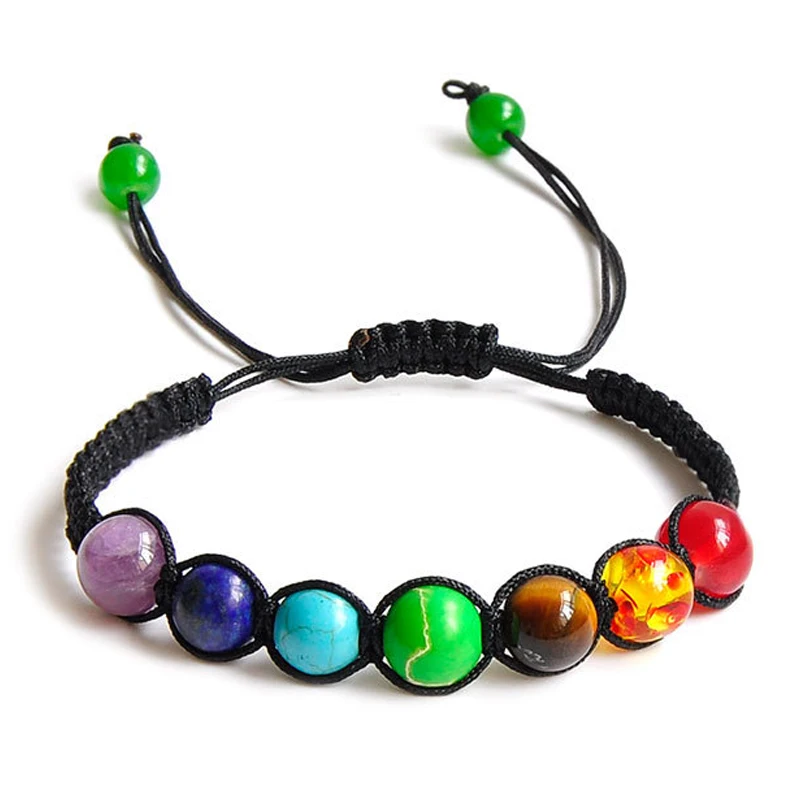 

7 Chakra Healing Balance Beads Bracelet Yoga Life Energy Bracelet Lovers Casual Jewelry Rainbow