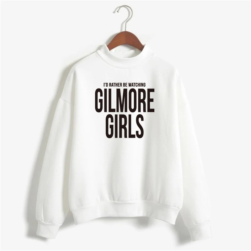 Белый Осенне-зимняя одежда, толстовка с капюшоном и надписью Gilmore, толстовка из плотного флиса с принтом для девочек, женский свободный пуловер с капюшоном harajuku Moletom - Цвет: Белый