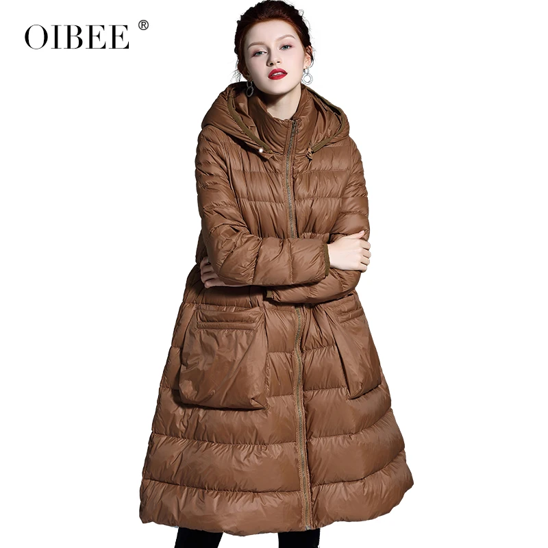 OIBEE2018 Европейский товары модные женские туфли над с Капюшоном большие качели подпушка куртка плотное пальто