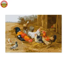 Цифровая картина маслом ручной работы DIY украшение гостиной спальни диван фон вешается на стену ферма с курицами голубь
