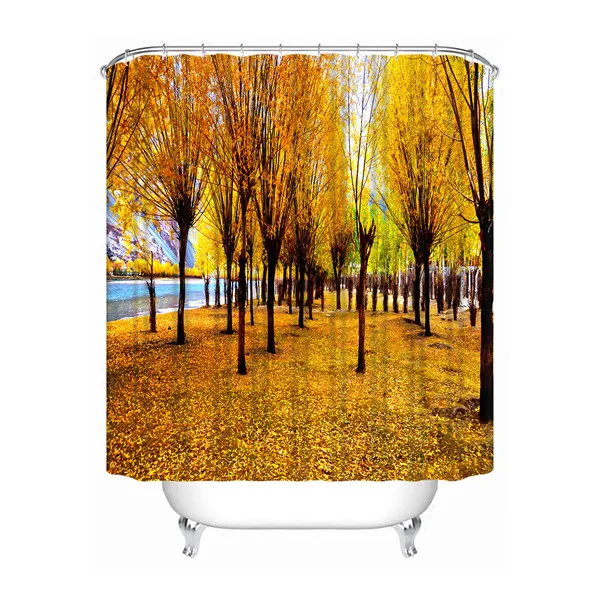 Shower Curtain Пользовательские осень природа деревья@ 01 Водонепроницаемый Ванная комната приемлемым душ Шторы полиэфирной ткани Ванная комната Шторы#180318-01- 01 - Цвет: Shower Curtain
