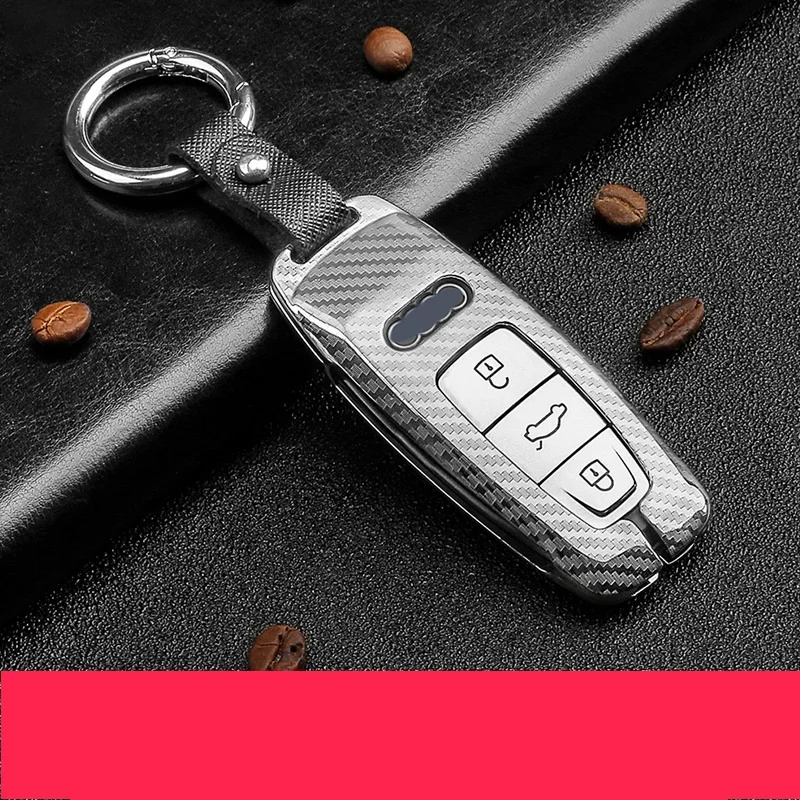 Чехол из углеродного волокна для автомобильных ключей, защитный чехол для ключей, стильные автомобильные аксессуары для Audi A6 C8 A7 A8 Q8