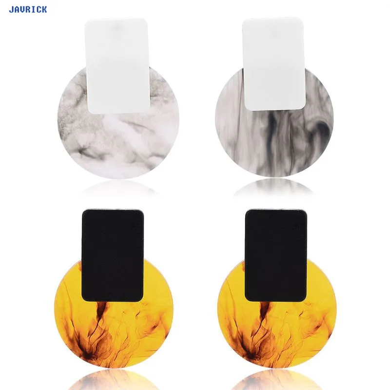 

JAVRICK New Design Fashion Acetate Earrings Drop Yellow/Grey Resin Sweet Round Earrings For Girl