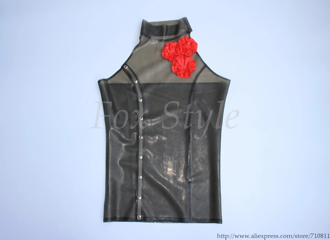 trasparent black Розы резиновые латексные топы рубашки - Цвет: trasparent black