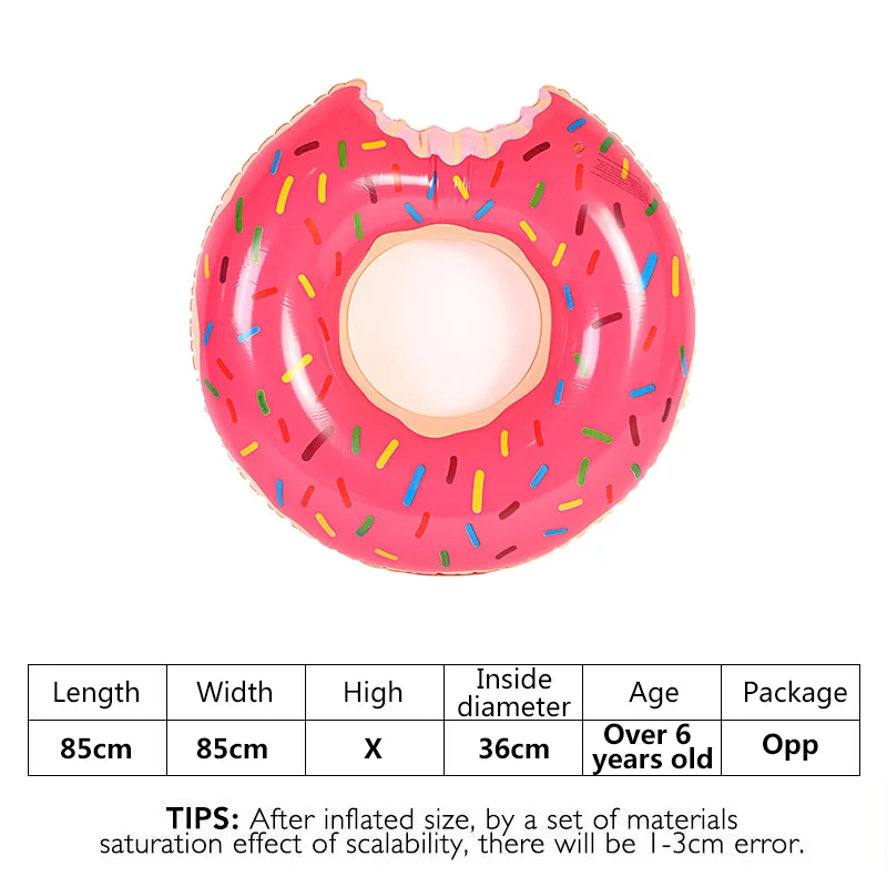 24 стильные вечерние игрушки для плавания в бассейне ming, надувные кольца для плавания в форме единорога, фламинго - Цвет: 85cm Pink Dounts