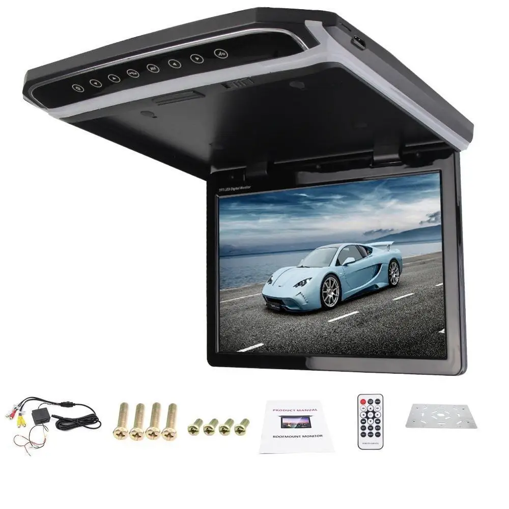 New HD 1080P Black 12.1" LED Digital Screen 12V24V Roof Mounted Car