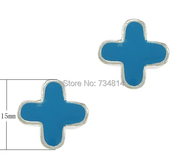 Free shipping!!!Zinc Alloy Jewelry Beads chinese style Cross silver color plated enamel blue nickel lead &amp cadmium free | Украшения и