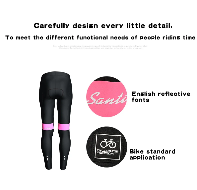 Santic женские брюки для велоспорта флисовые термостойкие прокладки длинные штаны Зимние 4D Подушка светоотражающие велосипедные штаны Ciclismo азиатские S-2X