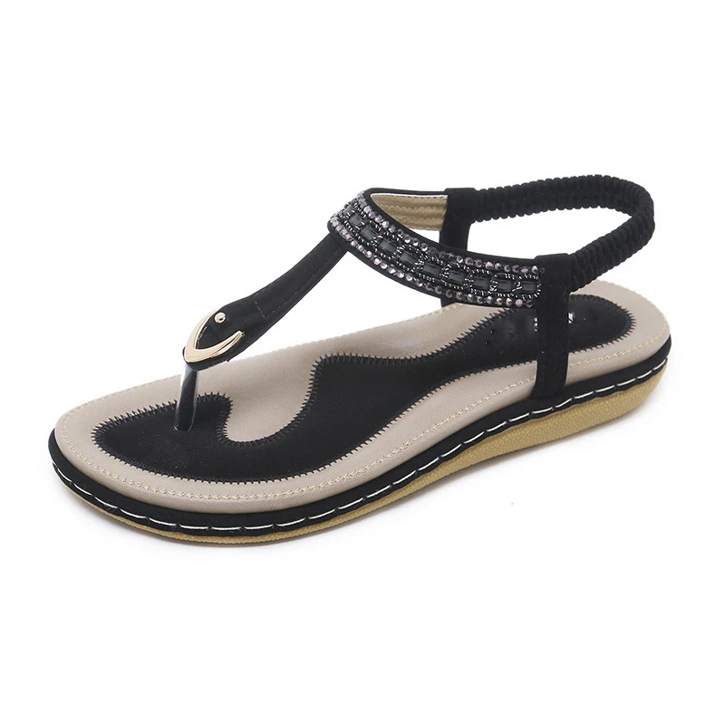 

Yu Kube Crystal Summer Shoes Woman Sandals Women Wedges flat Sandals Thong Gladiator Sandalias mujer 2019 Beach Sandale femme