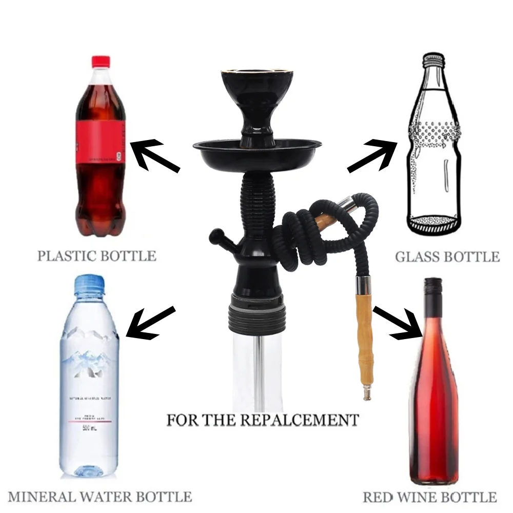 Hookah Shisha Champagne/Wine Bottle Top Hookah Stem Kit HOOKITUP Aluminum Hookah Chicha Complete Set With Bowl And Hose