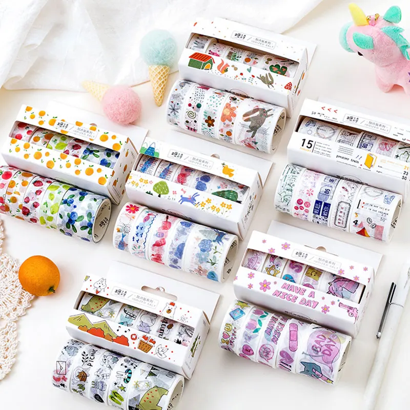 

5pc 1.5cm/3cm X 2m tape Cartoon animal fruit washi tape photo album Scrapbook Adhesive decor tape diy Handmade Gift Card sticker