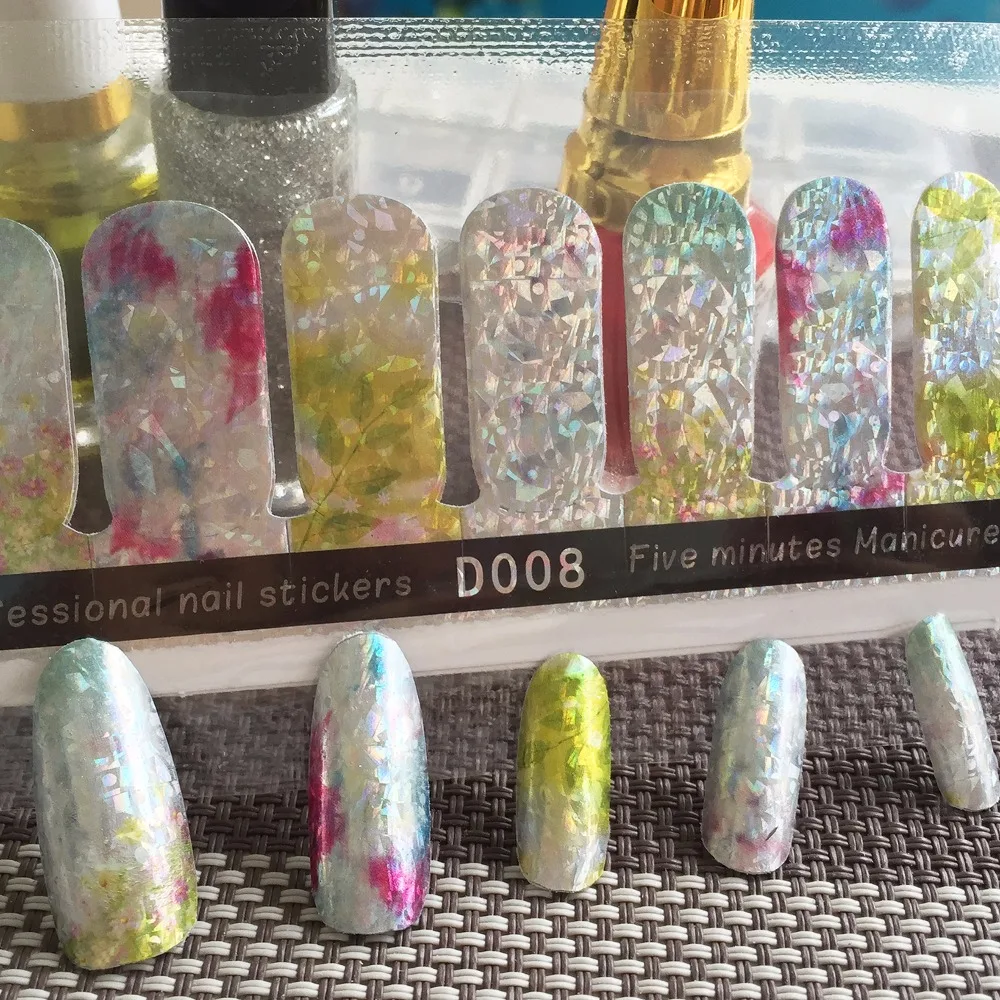 

YWK 1 Sheet Nails Wraps Stickers Waterproof Nails Polish Gel Varnish Stickers Decorations #D008
