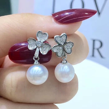

Hot Design S925 Silver Pearl Earrings Findings Stud Earrings Settings Mountings Parts Mounts for Wedding Gift Bridal Women