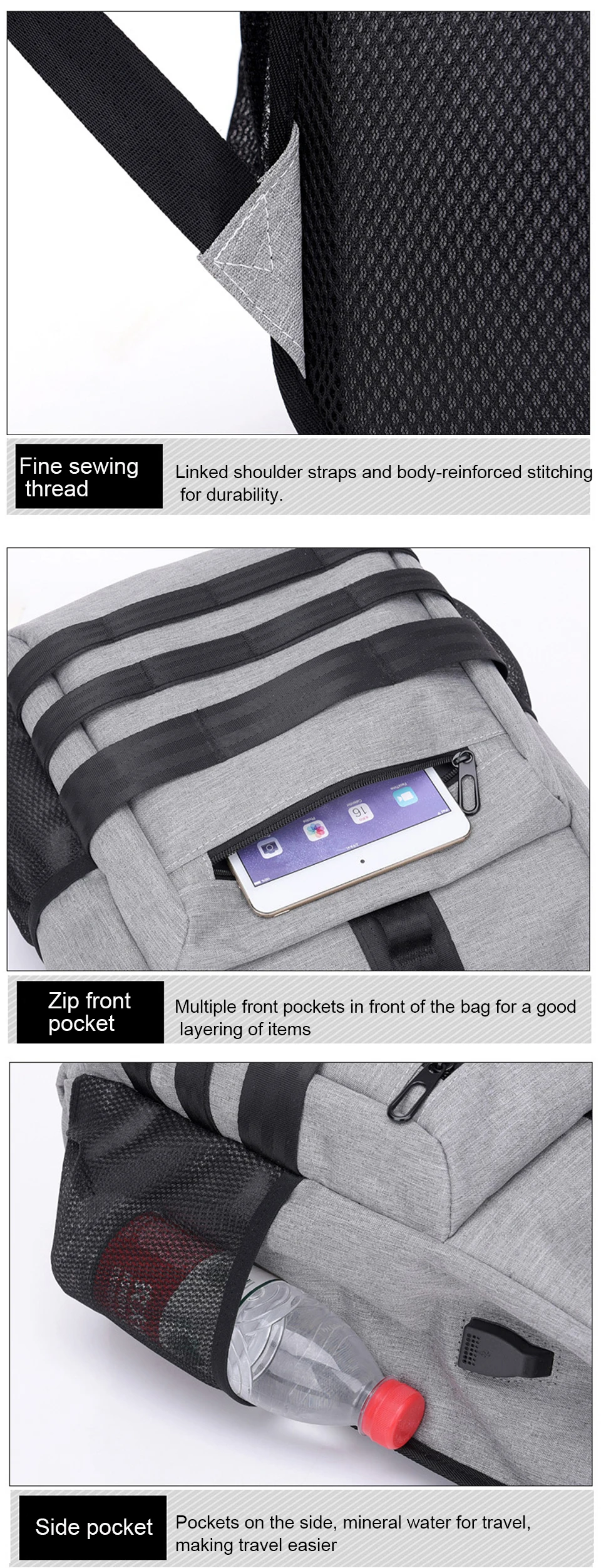 16 USB Charging Backpacks 15.6'' Laptop Backpack Canvas Men Backpacking Travel High Capacity Luggage Bag Pack Male Outdoor bagpack