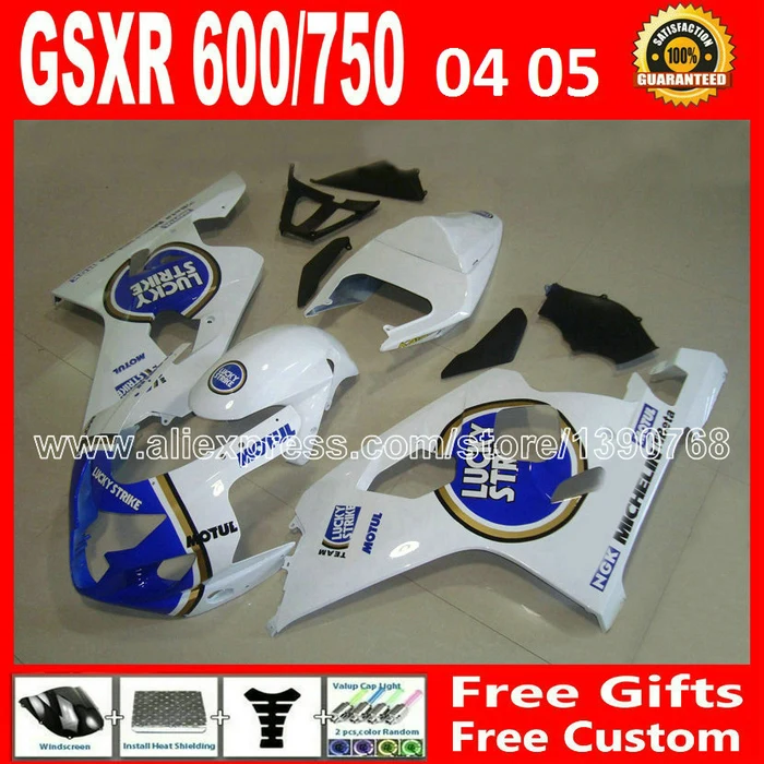 Высококачественный обтекатель для 2004 2005 SUZUKI GSXR 600 750 популярная белая синяя