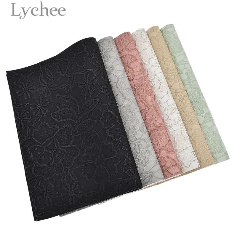 Lychee 29x21 см A4 тиснением кружевные цветы из искусственной ткани Высокое качество пошива Синтетическая Кожа DIY Материал для Сумки из натуральной кожи одежды