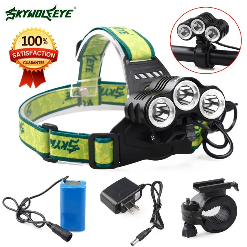 

Super Rehargeable 12000 Lm 3 x CREE XML T6 LED Bicycle Head Light 18650 Headlamp Torch 170220