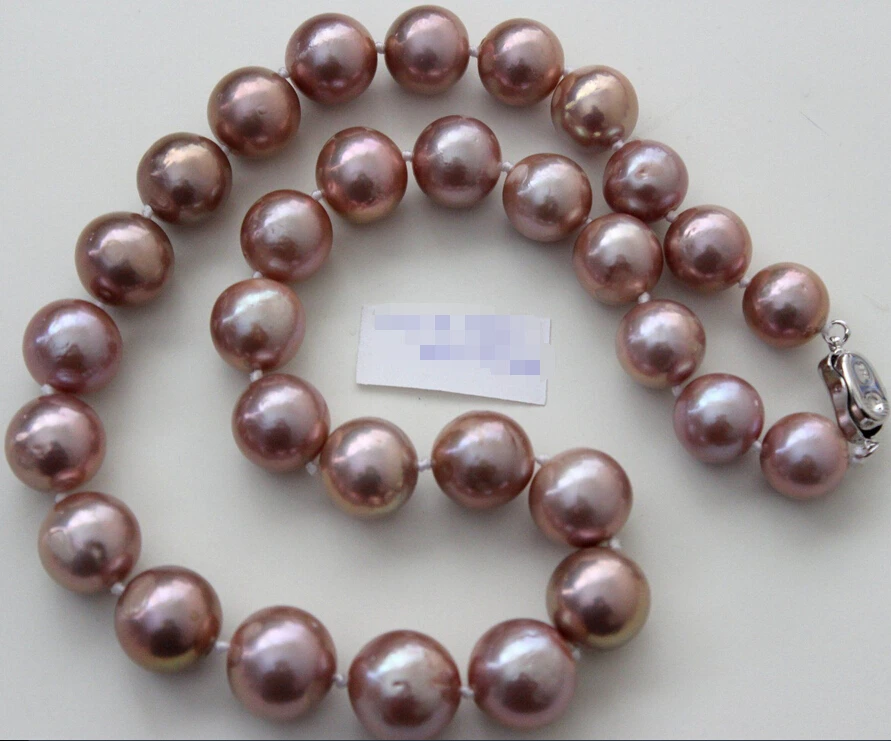 

FREE shipping>>>>>12-14mm Australian south seas kasumi pink purple pearl necklace17 inch