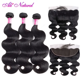 

Brazilian Body Wave 3 Bundles With Closure 13x4 Lace Frontal Natural Black Remy Human Hair Bundles With Frontal Free Part