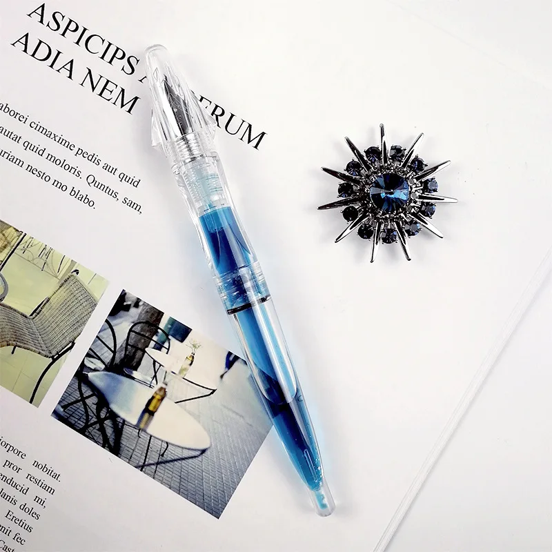 

1 Pieces Transparent Fountain Pen 0.5mm High Quality Writing Calligraphy Pen ink Oblique Metal Nib for School Office supplie
