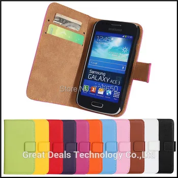 

Genuine Leather Case For Samsung Galaxy Ace 3 S7270 S7272 S7275 Wallet Style with 11 Colors + Free Screen Protector