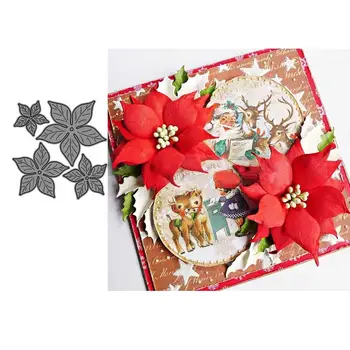 

Layered Poinsettia Flower etched Metal Cutting Dies XMAS Christmas Metal Cutting Dies DIY Scrapbook Emboss Paper Cards Stencil