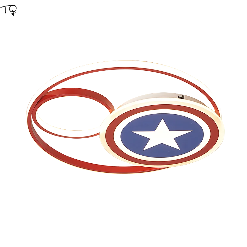 

American Captain Cartoon Shield Ceiling Lamp Led with Remote Control Children's Room Boys'bedroom Kids Room Light Simple Modern