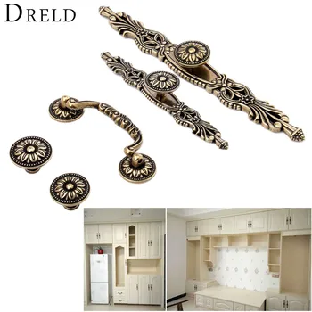 DRELD Antique Furniture Handle Vintage Cabinet Knobs and Handles Wardrobe Cupboard Drawer Kitchen Pull Knob Furniture Hareware