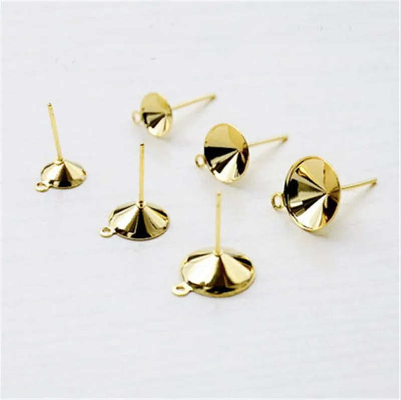 20pcs Stainless Steel Earring Stud Findings Blank Base With Loop Fit 6