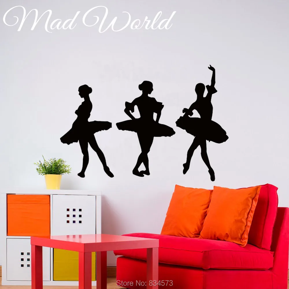 stickers muraux autocollant mural Ballerines Ballerines Fille Chambre Danse Sport Gens Autocollant Enfants P/épini/ère Chambre de B/éb/é Ballet Danse D/écor
