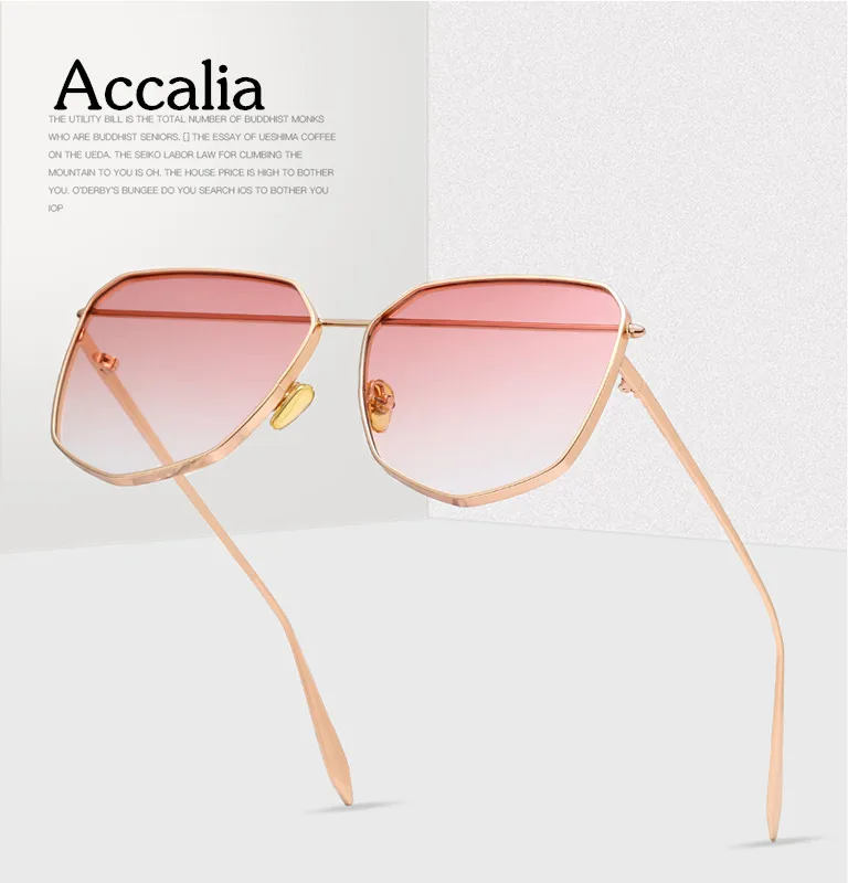 

Accalia Hexagon Sunglasses Women Small Frame Polygon Sunglasses men Brand Designer Tea Pink Clear Lens Sun Glasses Female UV400