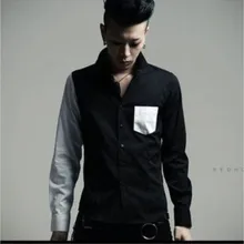 Личность цвет блок украшения рубашка с длинными рукавами Уникальный стиль рубашка плюс размеры Модные для мужчин певица костюмы