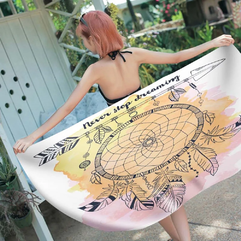 Colorful Feather Mandala Tapestry Large Beach Towel Summer Microfiber Swimming Sports Blanket Yogo Mats Home Decor |