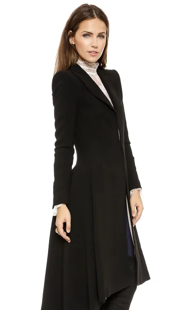 Jesień zima kobiety swallowtail wełna długa czarna trencz Sukienka Coats Slim Blazer sukienka 4XL 5XL plus rozmiar Goth Trench Outwear -
